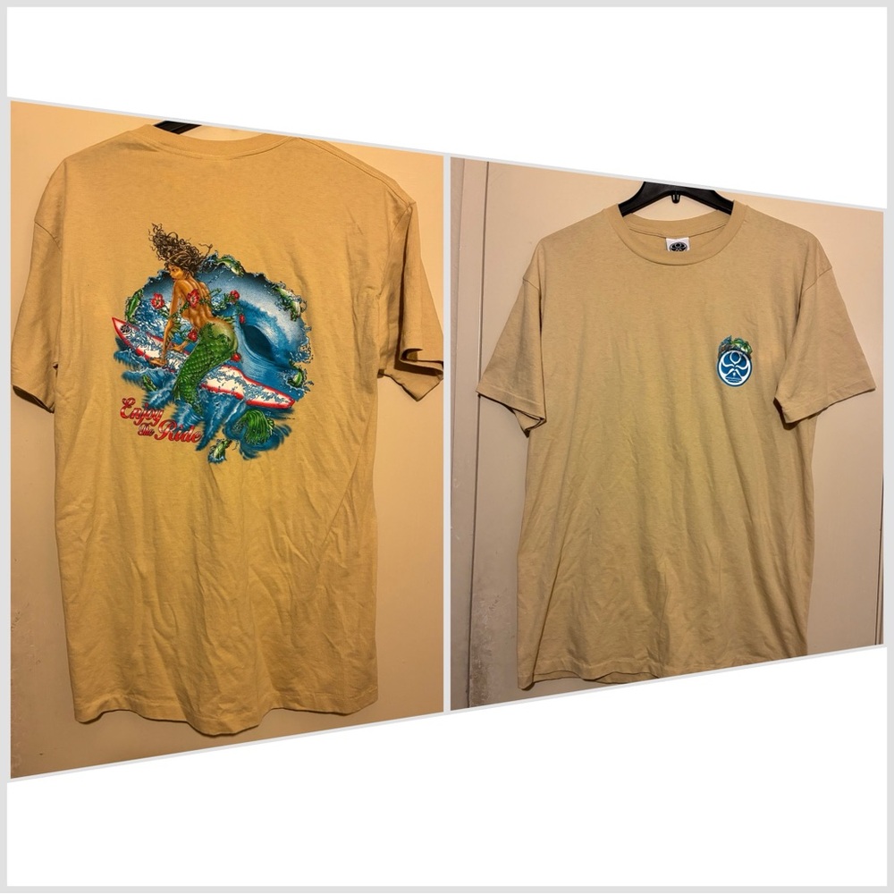 Vintage HIC Hawaiian Island Creations T Shirt Mermaid Surfing Made In USA XL Tee